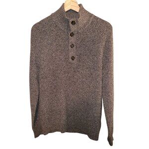 100% Fine Merino Wool ITALY YARN Banana Rep Button Sweater Medium Gray Grandpa